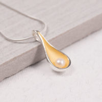 Silver Scoop Pendant with Pearl