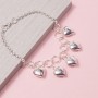 Silver Five Of Hearts Charm Bracelet