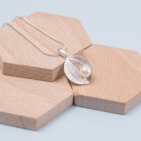 Silver Lily Pad with Pearl Pendant