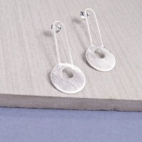 Silver Mimas Moon Earrings