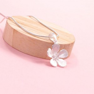 Silver Hibiscus Flower Pendant