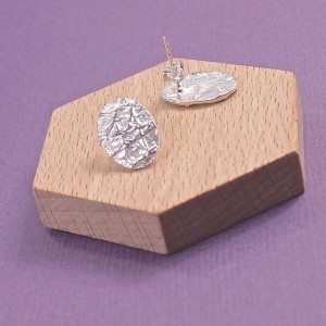 Silver Molten Oval Studs