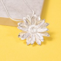 Large Silver Sunflower Pendant