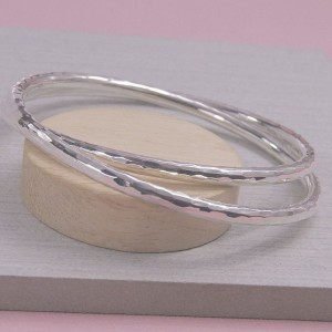 Silver Hammered Duo Bangles