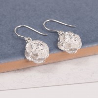 Silver Rose Blossom Earrings