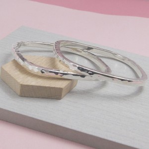 Silver Hammered Square Bangle