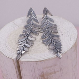 Silver Caria Leaf Earrings