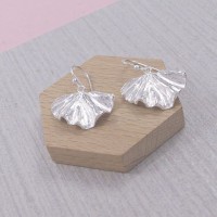 Silver Ginko Crinkle Earrings