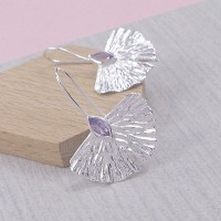 Silver Ginko Leaf Earrings