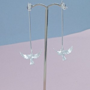 Silver Flying Dove Earrings