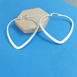 Silver Heart Hoop Earrings